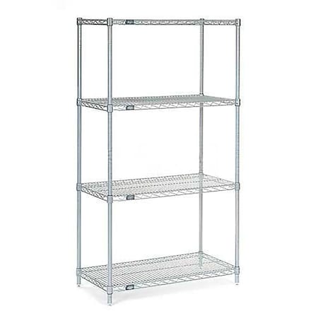 Nexelate Wire Shelving Starter Unit, Silver Epoxy, 24W X 18D X 54H